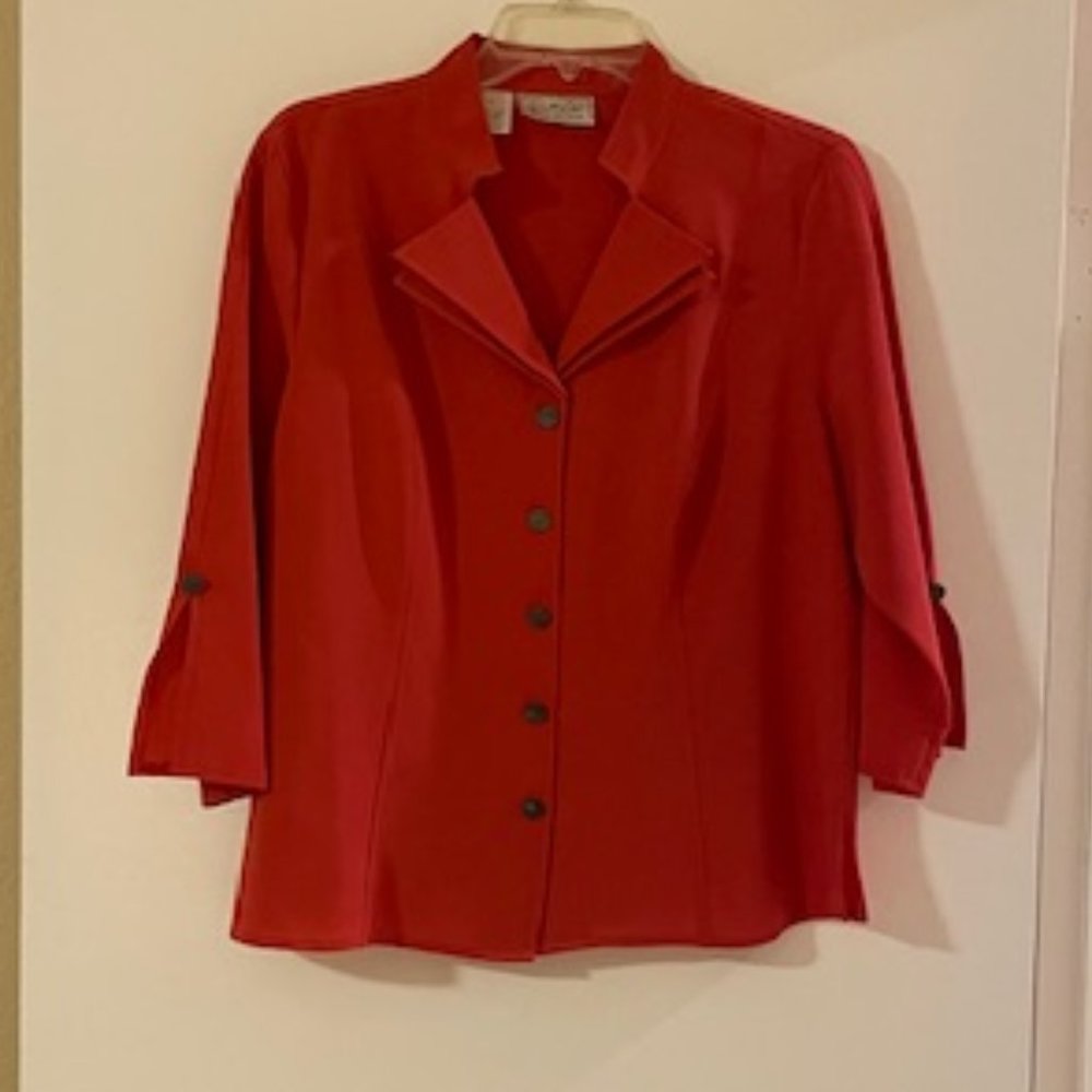 Bright Red Kathy Che Blouse, Size 14